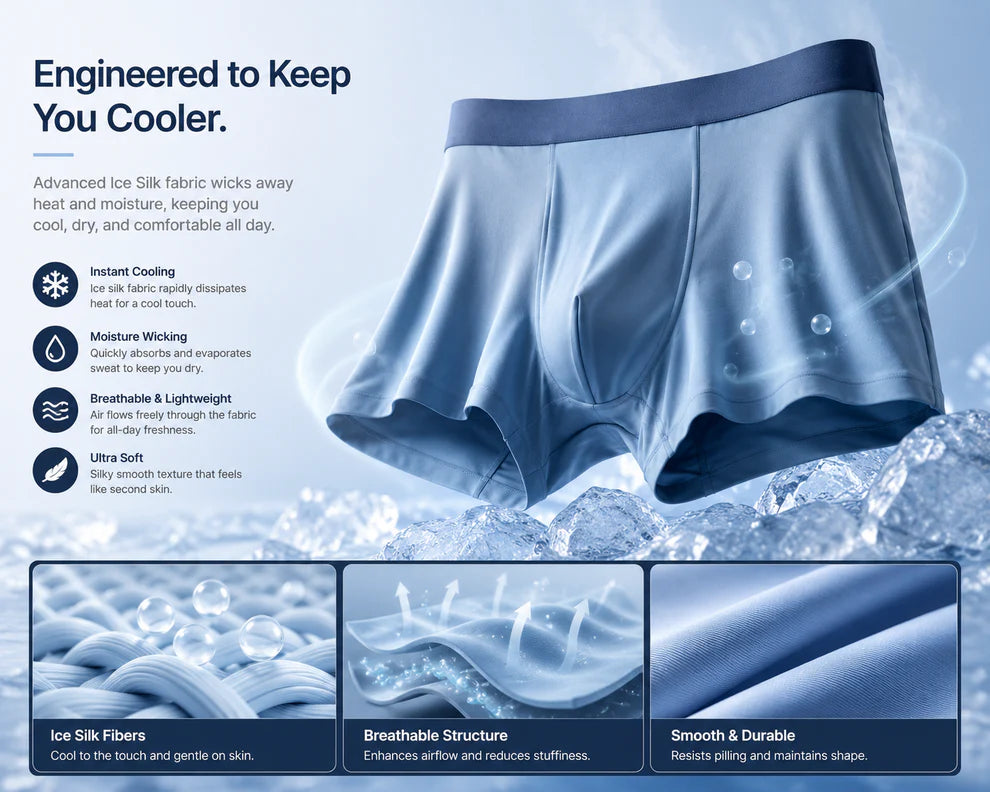 Men's Stretchable Ice Silk Underwear – Buy 1 Get 2 Free