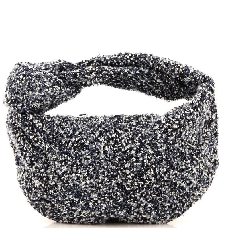 Studded Women's Hobo Bags in Silver for a Punk - Inspired StyleBV Jodie Hobo Boucle Denim Mini