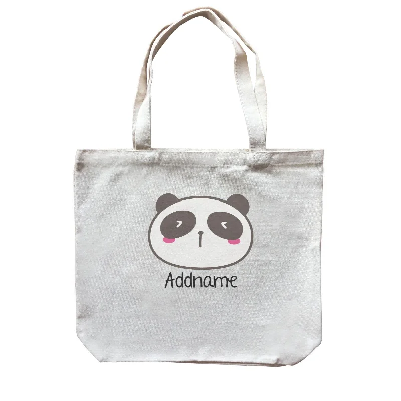 Minimalist Canvas Laptop Bag with Padded Interior for ProtectionCute Animals And Friends Series Cute Panda Shy Addname Canvas Bag