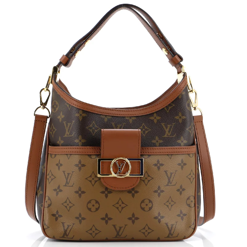 Quilted Design Women's Hobo Bags in Beige with a Shoulder Strap for Everyday UseDauphine Hobo Reverse Monogram Canvas PM