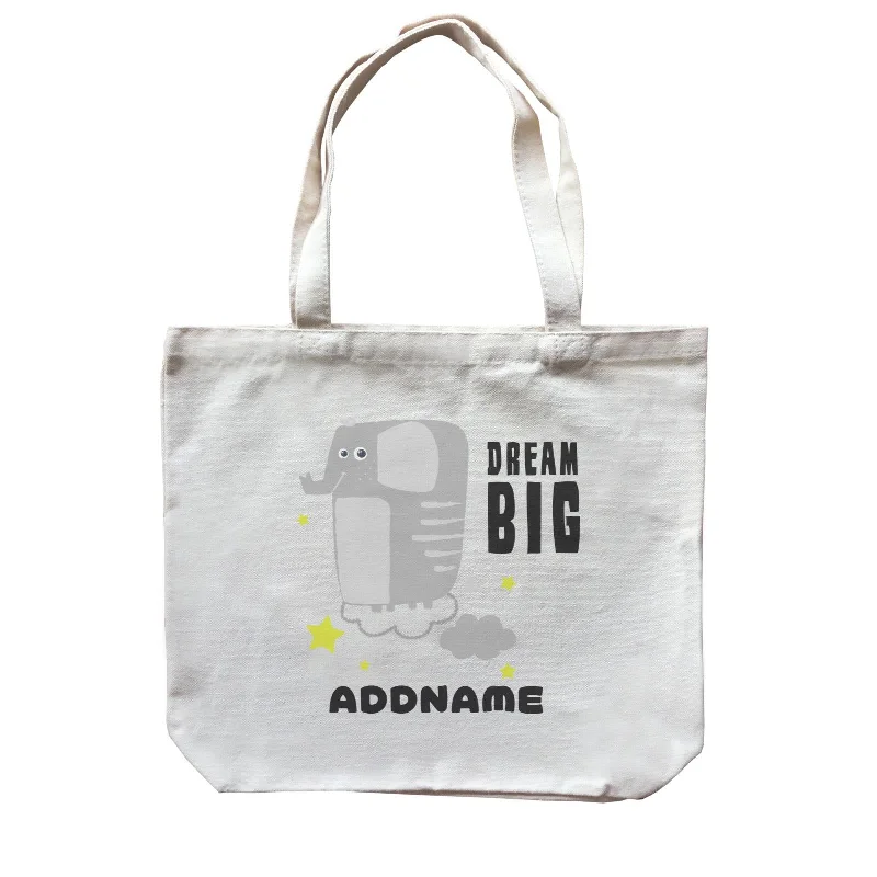 Canvas Bag with Leather Trim for a Stylish and Durable LookDream Big Elephant Addname Canvas Bag