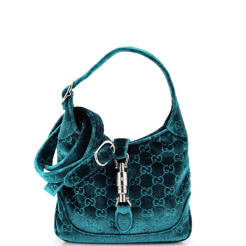 Women's Hobo Bags with a Hidden Compartment for Valuables in BlackJackie 1961 Hobo GG Velvet Small