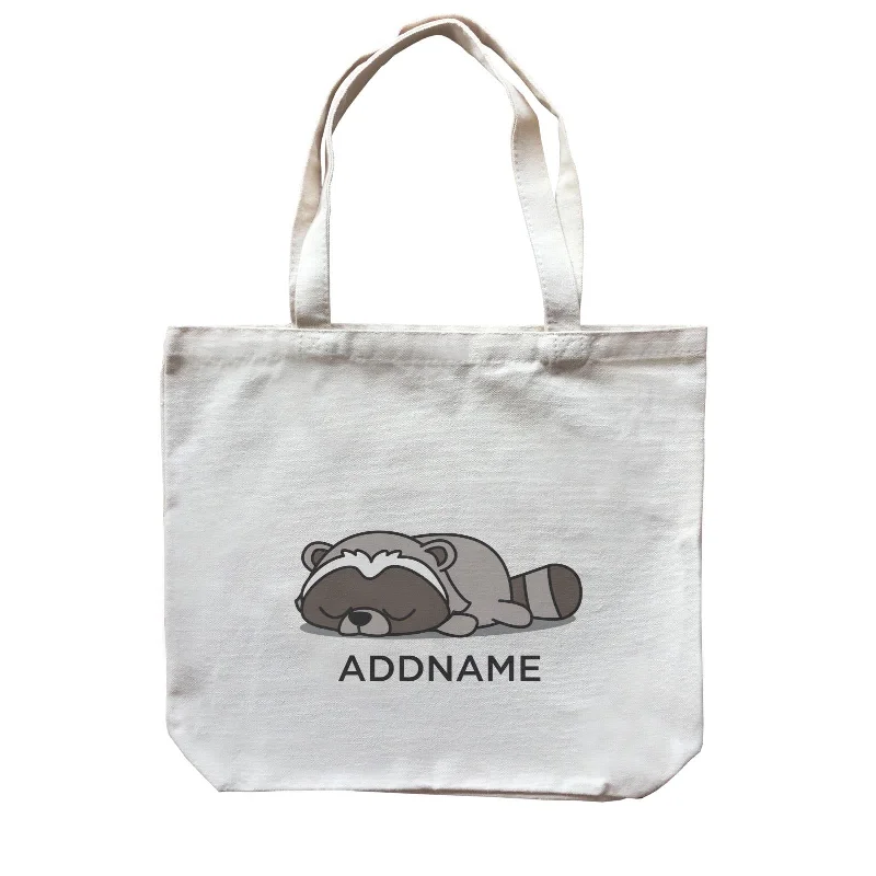 Plus - Size Canvas Tote Bag for Carrying Large ItemsLazy Raccoon Addname Canvas Bag