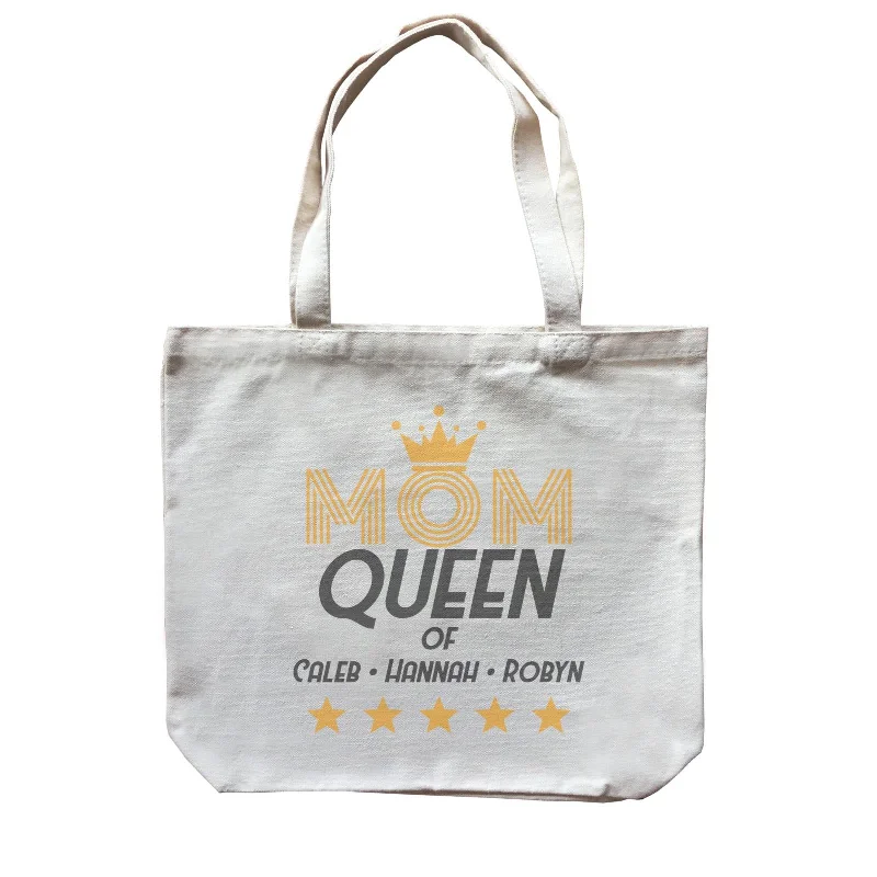 Foldable Canvas Shopping Bag for Easy Storage in Your CarMom with Tiara Queen of Personalizable with Text Canvas Bag