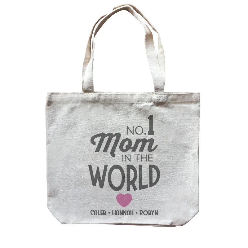 Customizable Canvas Tote Bag for Brand PromotionNo 1 Mom In The World Personalizable with Text Canvas Bag