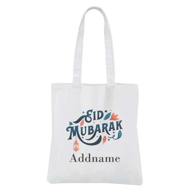 Customizable Canvas Tote Bag for Brand PromotionEid Mubarak Stylish White Canvas Bag