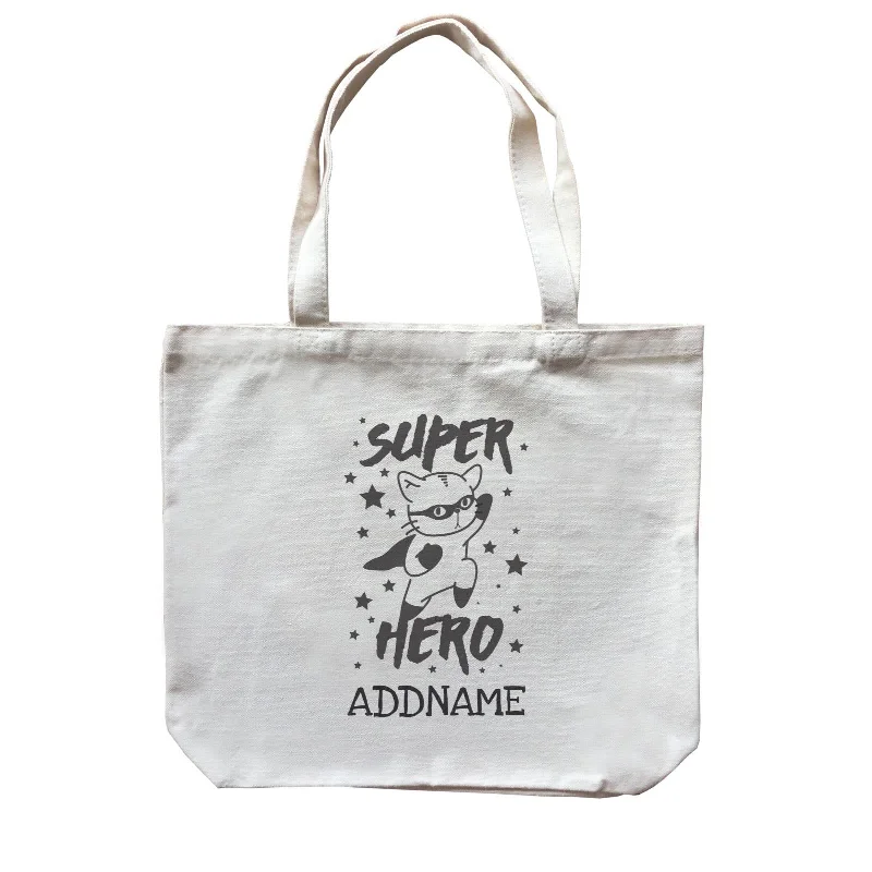 Customizable Canvas Tote Bag for Brand PromotionSuper Hero Cat Addname Canvas Bag