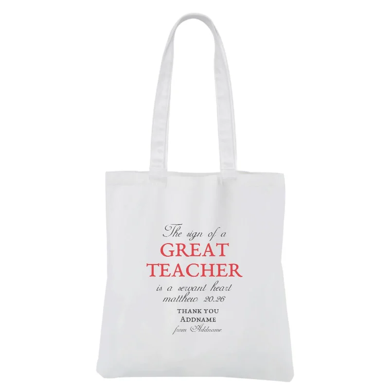 Heavy - Duty Canvas Tool Bag with Multiple Compartments for DIY EnthusiastsThe Sign Of A Great Teacher Is A Servant Heart White Canvas Bag