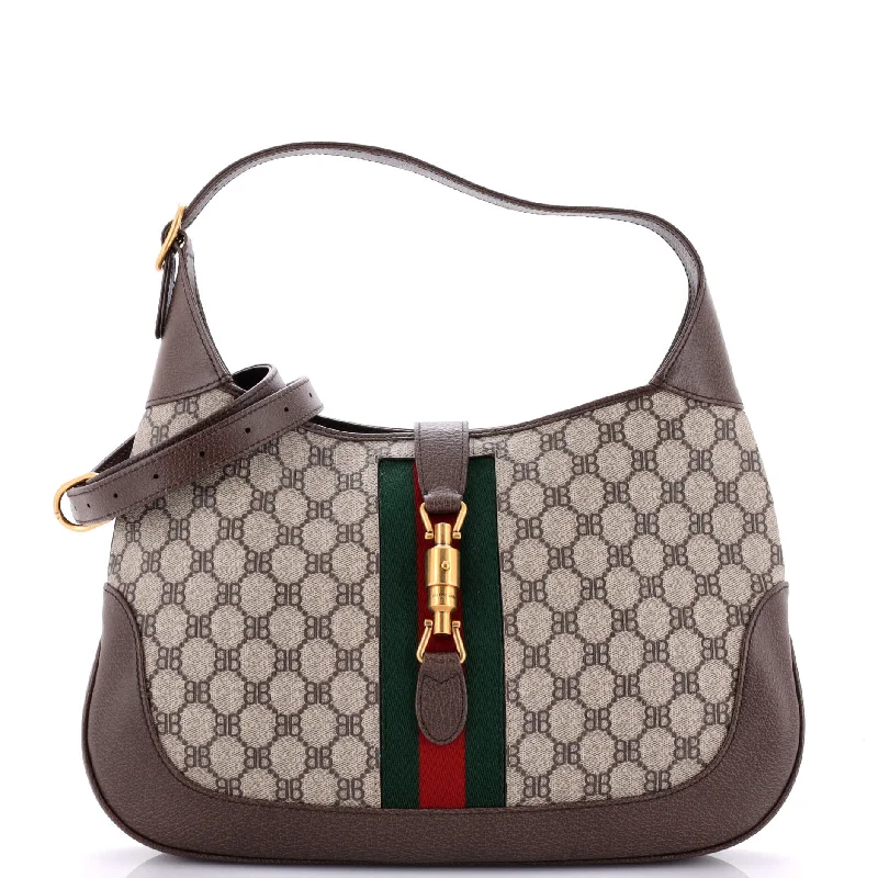 Women's Hobo Bags with a Hidden Compartment for Valuables in Blackx Gucci The Hacker Project Jackie 1961 Hobo BB Coated Canvas Medium