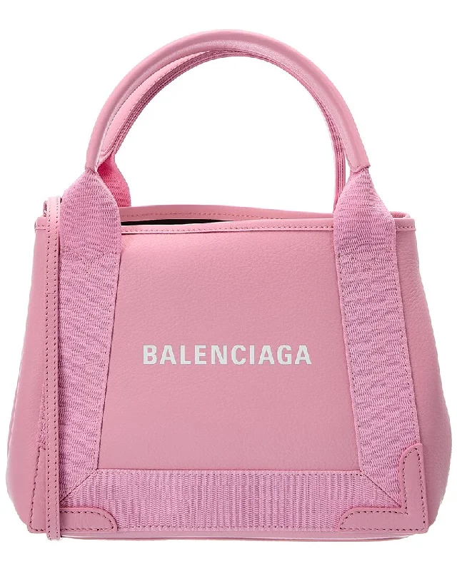 Women's Printed Tote Bag in Floral Patterns for a Spring - Themed Shopping TripBalenciaga Navy Cabas XS Canvas & Leather Tote