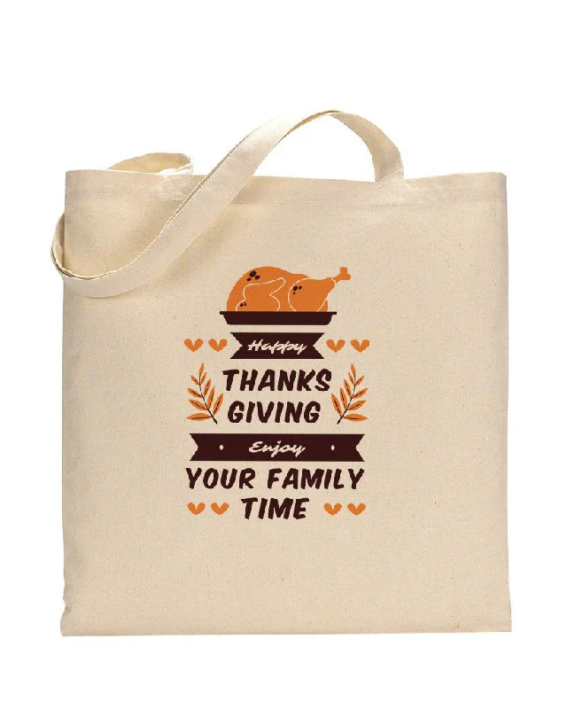 Geometric - Printed Tote Bag in Multicolor for a Contemporary and Trendy OutfitEnjoy Your Family Time - Thanksgiving Bags