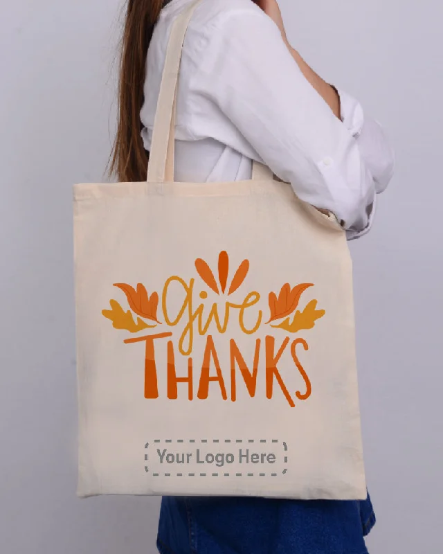 Embroidered Tote Bag in Beige with Floral Motifs for a Boho - Chic VibeGive Thanks - Thanksgiving Bags