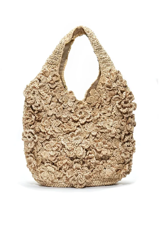 Oversized Jute Tote Bag in Natural Color with Rope Handles for a Beach VacationPAMPELONNE