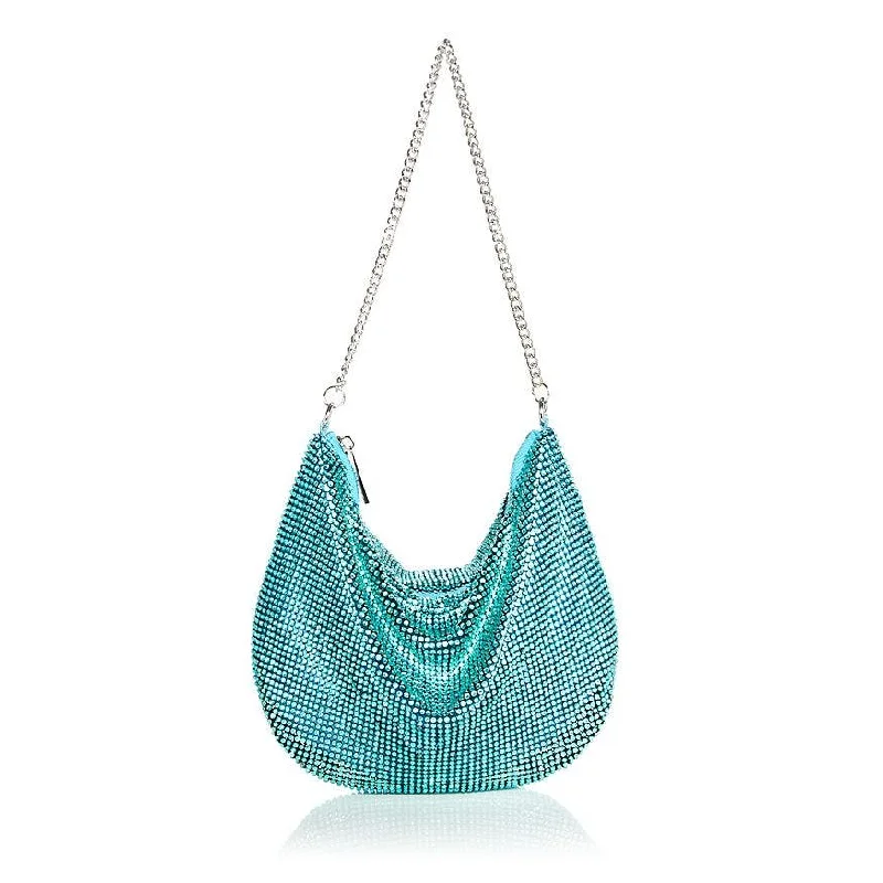 Women's Lizard - Print Clutch in Brown for a Chic LookAQUA Ellie2 Crystal Mesh Shoulder Bag Aqua Blue