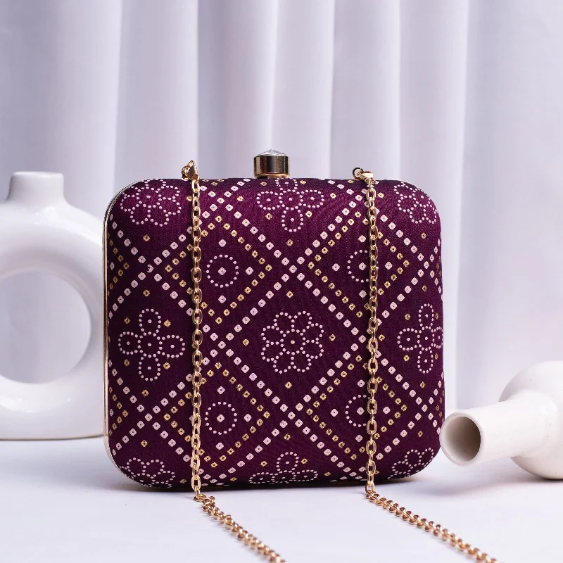 Suede Clutch with Tassel Details in Olive for Fall SoireesArtklim Purple Based Pattern Printed Clutch