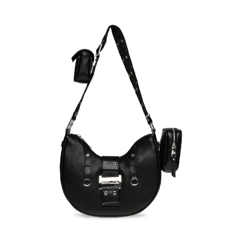 Crossbody Shoulder Bag in Black Leather with Gold Hardware for Night OutsBCOMET BLACK