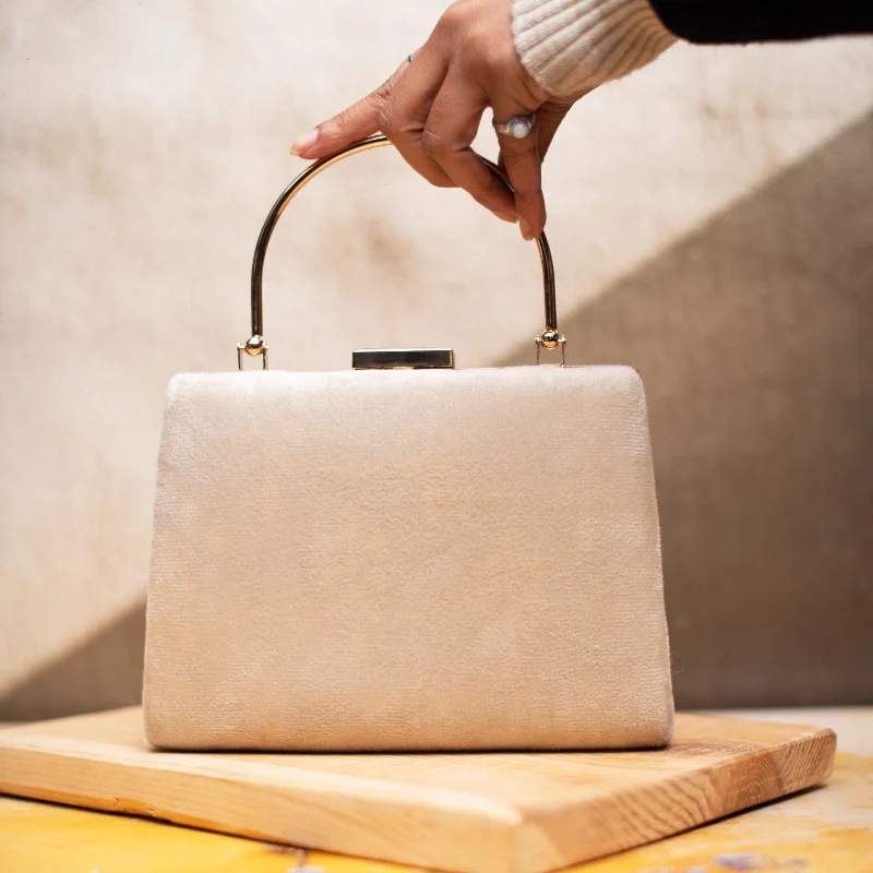 Mirrored Clutch in Silver for Futuristic - Themed GatheringsBeige Fabric Clutch