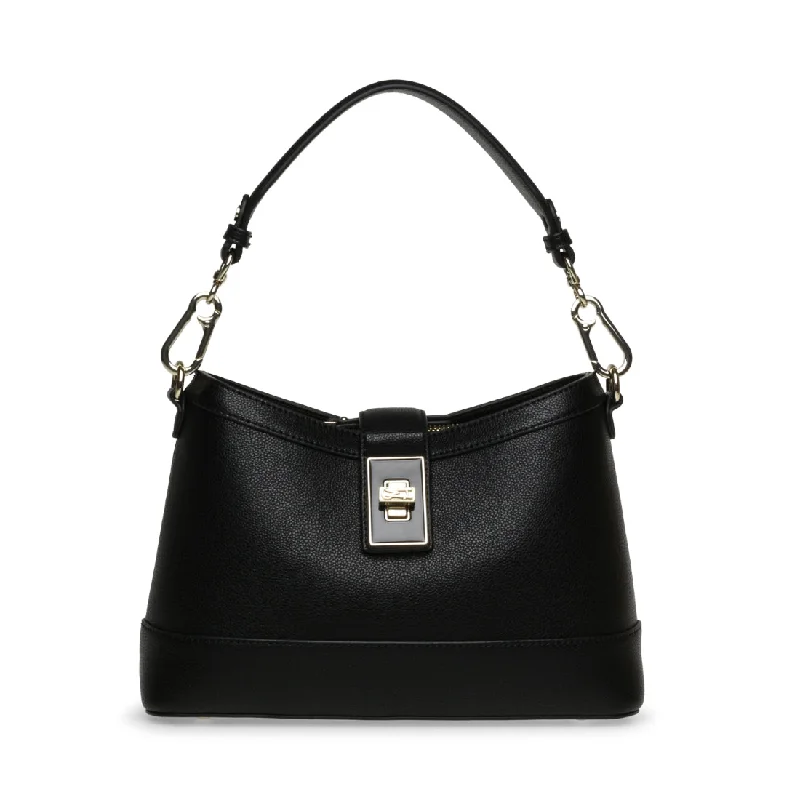 Leather Shoulder Bag with Magnetic Closure in Black for Quick AccessBLUXBURG BLACK