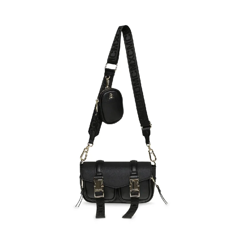 Leather Shoulder Bag with Magnetic Closure in Black for Quick AccessBMOVER-P BLACK