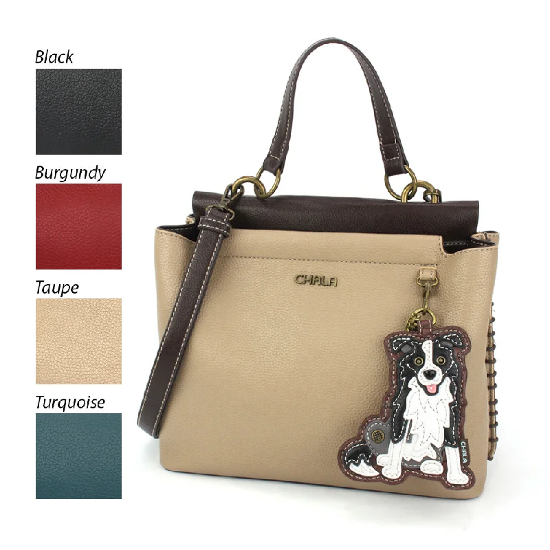 Crossbody Convertible Women's Handle Bags in Brown for Versatile Carrying OptionsCharming Satchel - Border Collie