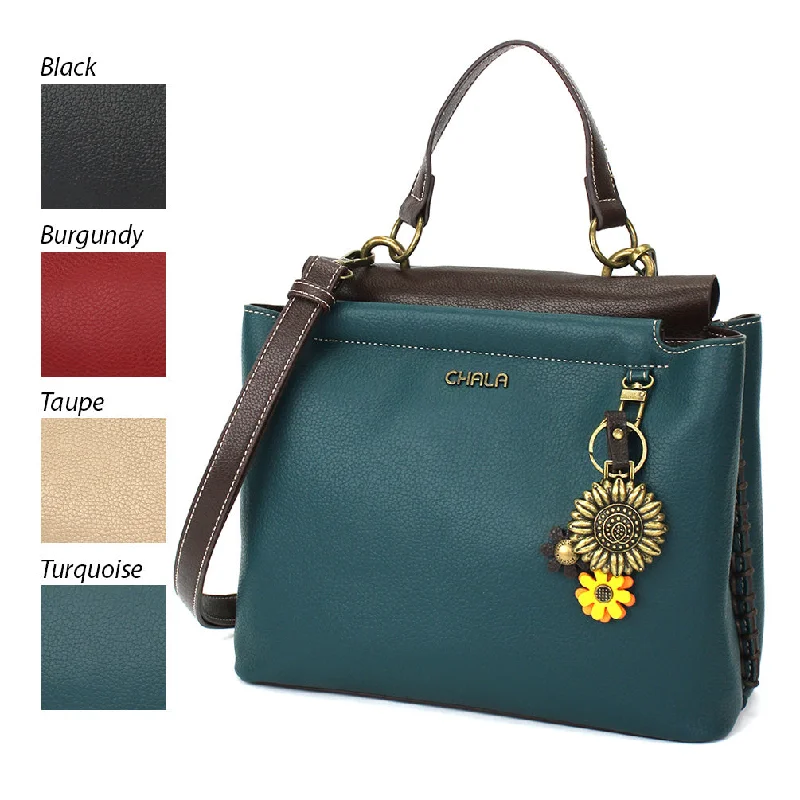 Leather - Trimmed Women's Handle Bags in Denim for a Casual and Cool AppearanceCharming Satchel - Metal Charming Sunflower