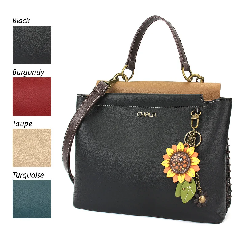 Leather - Trimmed Women's Handle Bags in Denim for a Casual and Cool AppearanceCharming Satchel - Mini Keychain Sunflower