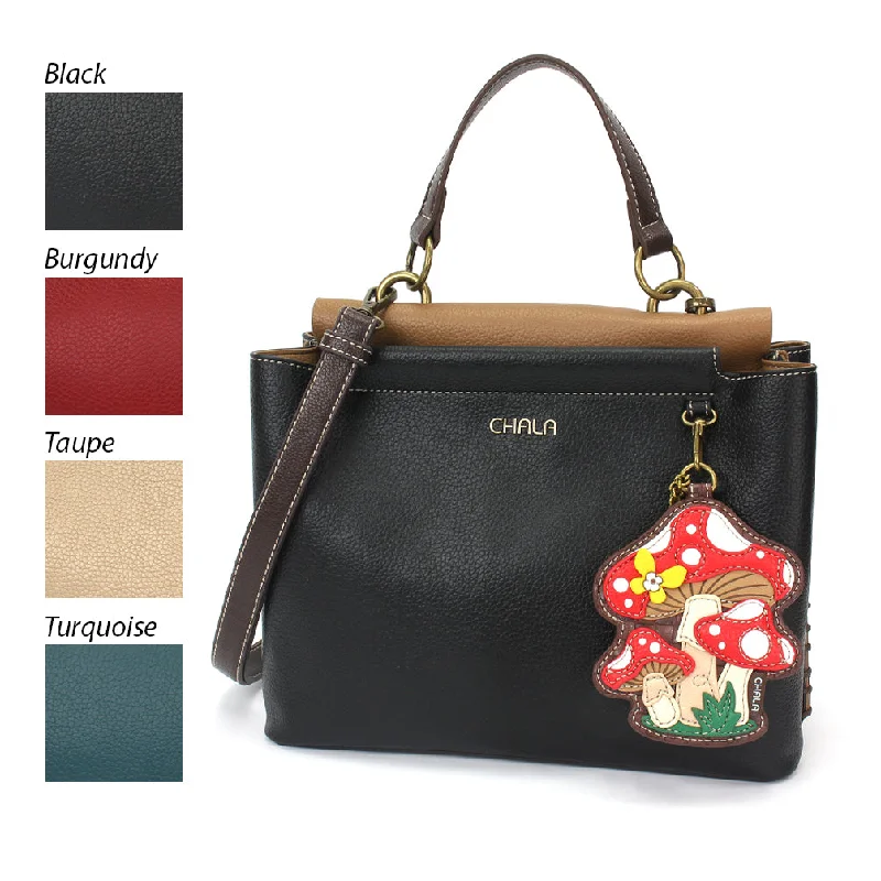 Velvet Women's Handle Bags in Deep Purple for a Luxurious Winter LookCharming Satchel - Mushrooms