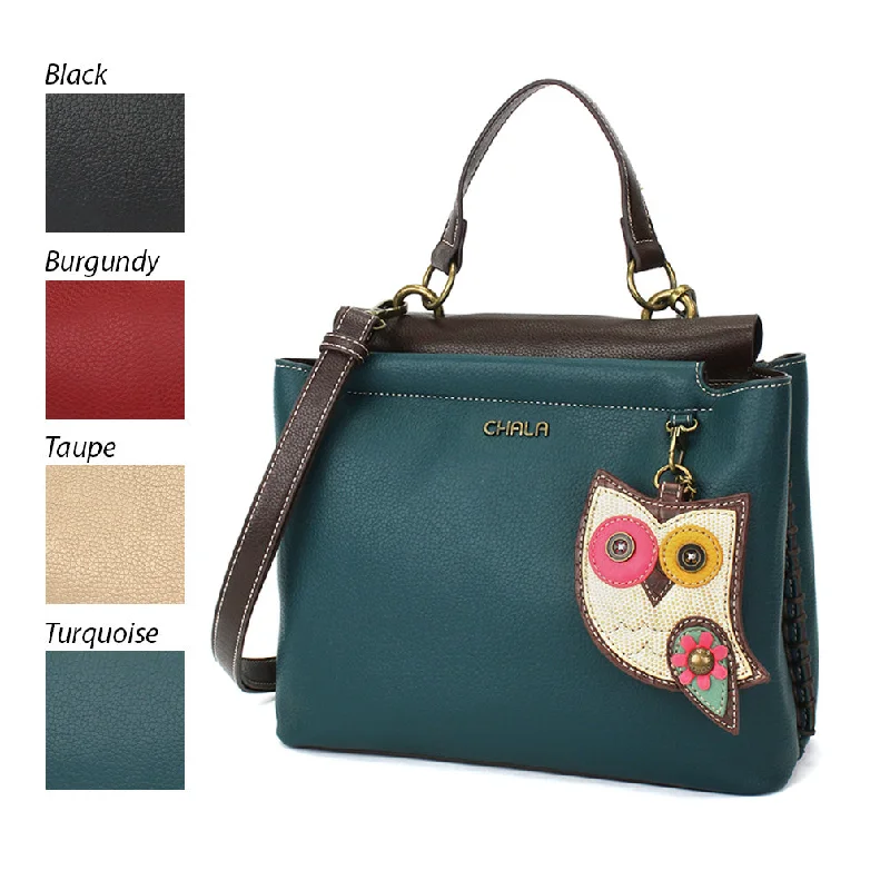 Plus - Size Women's Handle Bags in Dark Green with Multiple Compartments for OrganizationCharming Satchel - Owl Gen II