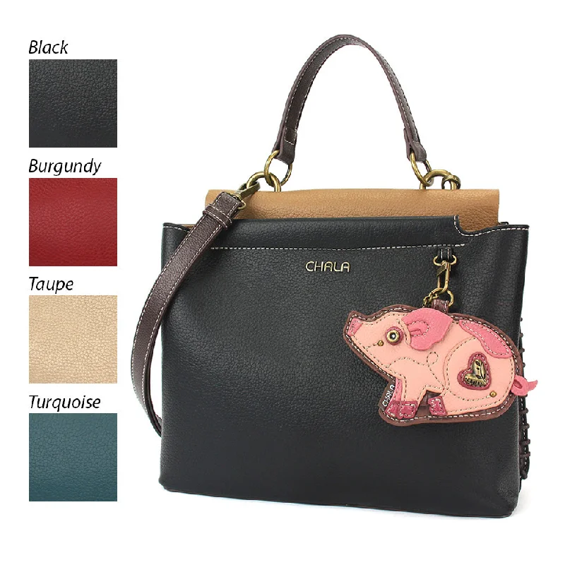 Women's Handle Bags with a Hidden Pocket for Valuables in KhakiCharming Satchel - Pig