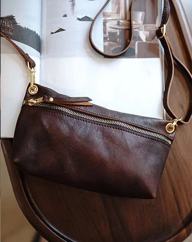 Women's Crossbody Bag with Chain Strap in Gold for a Glamorous TouchCoffee Leather Small Shoulder Bag Trendy Women Brown Crossbody Purse for Women