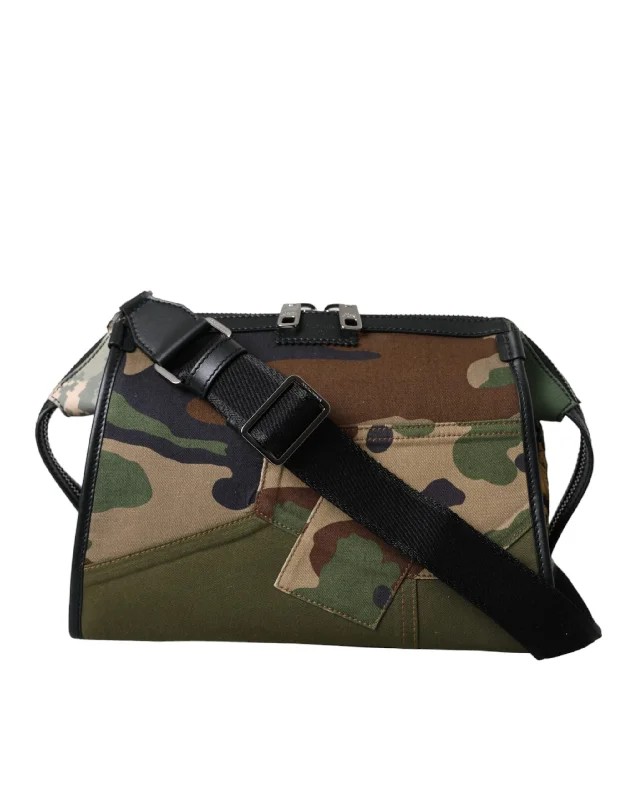 Suede Crossbody Bag in Olive Green for Fall Fashion StatementsDolce & Gabbana Multicolor Camouflage Patchwork Crossbody Bag