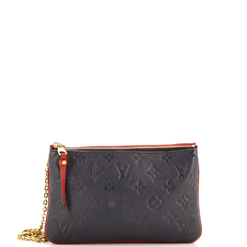 Quilted Leather Evening Bag in Gray for Sophisticated EventsDouble Zip Pochette Monogram Empreinte Leather