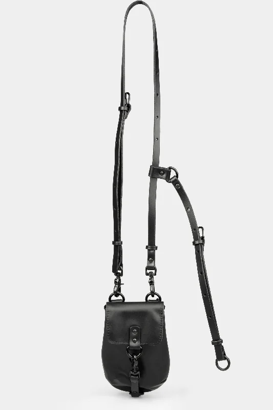 Crossbody Shoulder Bag in Black Leather with Gold Hardware for Night OutsEze leather phone pouch