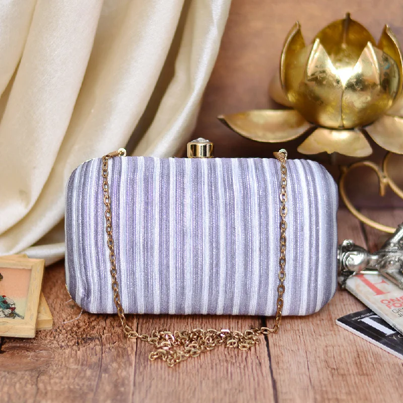 Bejeweled Clutch in Purple for Opera PerformancesGrey Strip Pattern Clutch