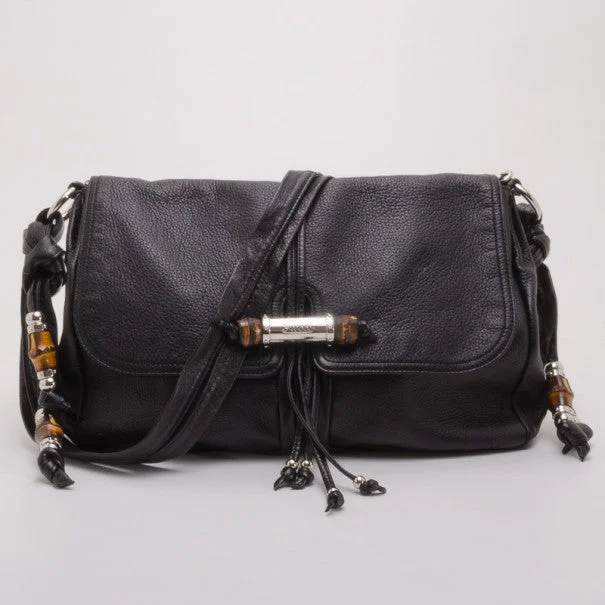 Large Faux Leather Crossbody Bag in Brown with Tassel Details for Casual TravelGucci Black Leather Jungle Messenger..