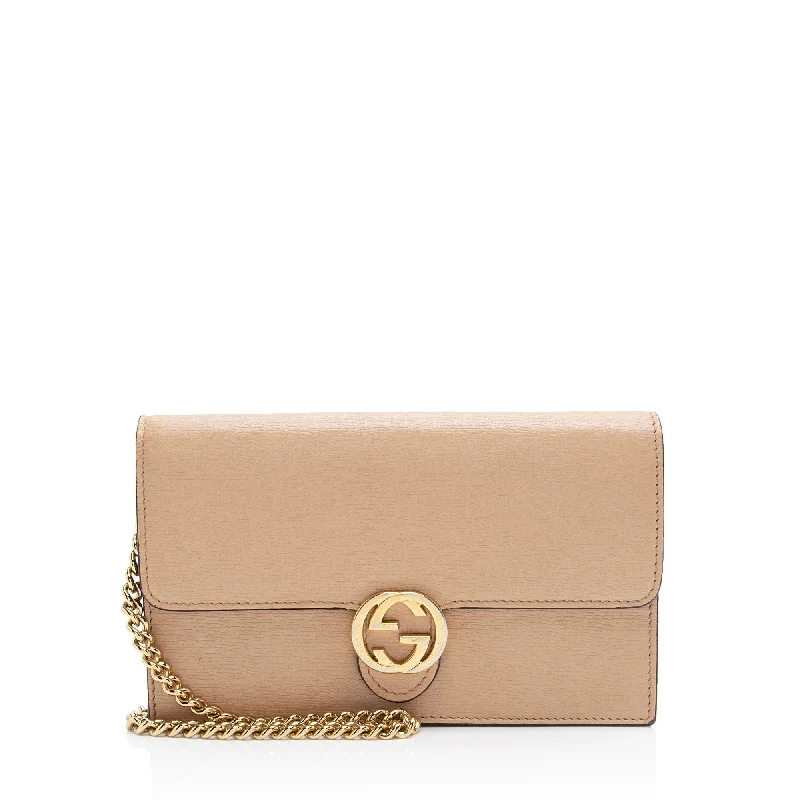 Gucci Grained Calfskin Interlocking G Chain Wallet