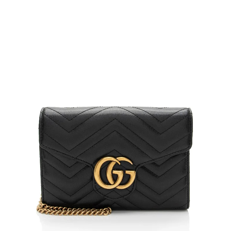 Gucci Matelasse Leather GG Marmont Mini Wallet on Chain