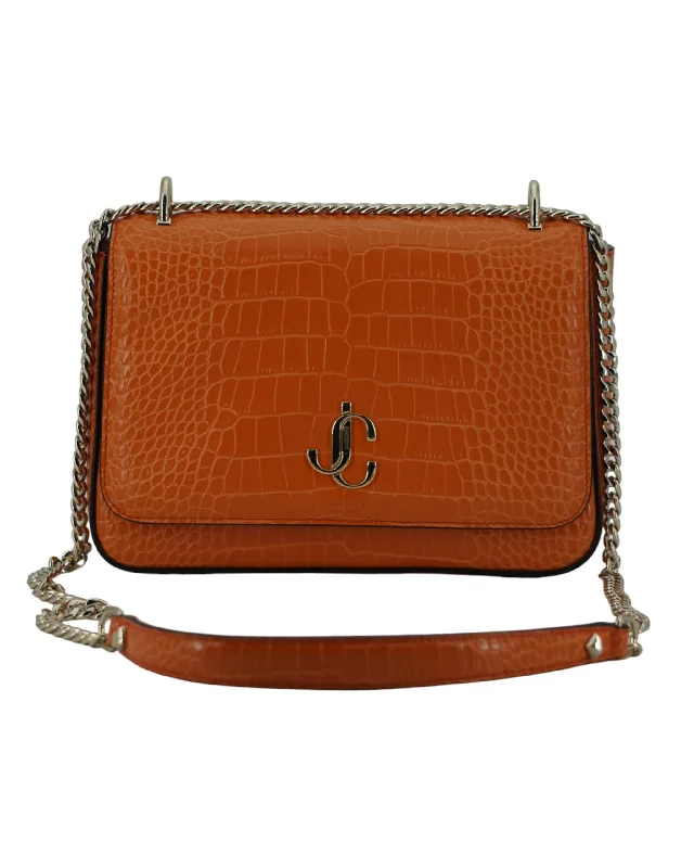 Embroidered Denim Shoulder Bag in Blue for a Vintage VibeJimmy Choo Amber Orange Leather Shoulder Bag