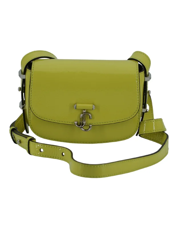 Leather Shoulder Bag with Magnetic Closure in Black for Quick AccessJimmy Choo Lime Yellow Leather Small Shoulder Bag