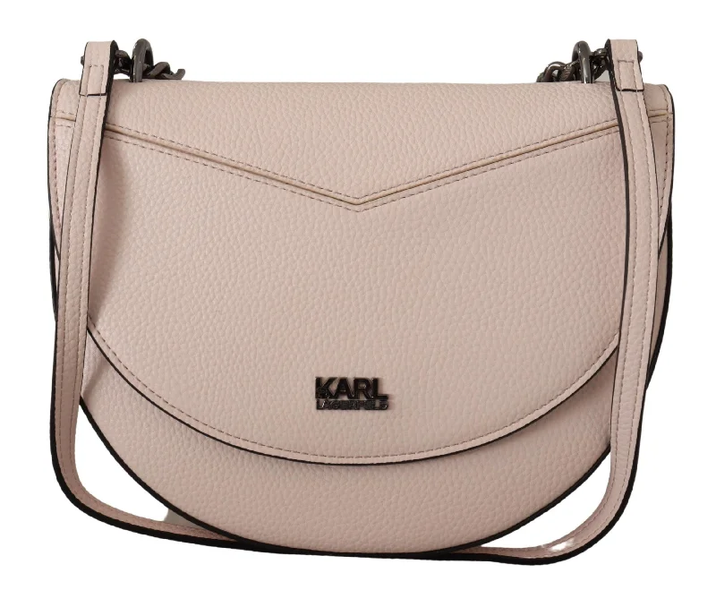 Metallic Shoulder Bag in Gold for Special OccasionsKarl Lagerfeld Elegant Mauve Light Pink Leather Shoulder Bag