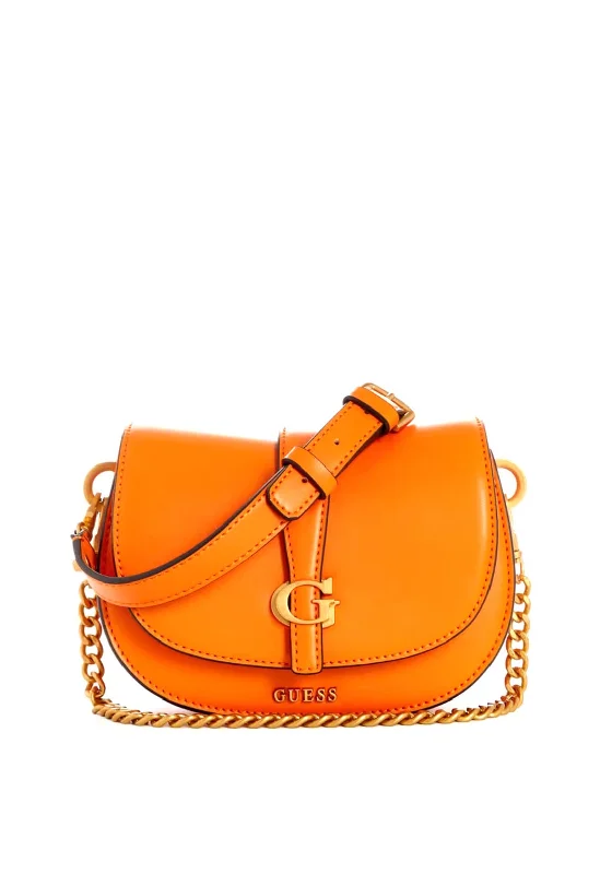 Women's Crossbody Bag with Magnetic Closure in White for Quick AccessGuess Kuba Medium Saddle Crossbody Bag, Tangerine