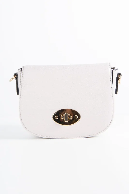 Crossbody Shoulder Bag in Black Leather with Gold Hardware for Night OutsMini Satchel | Pale Grey