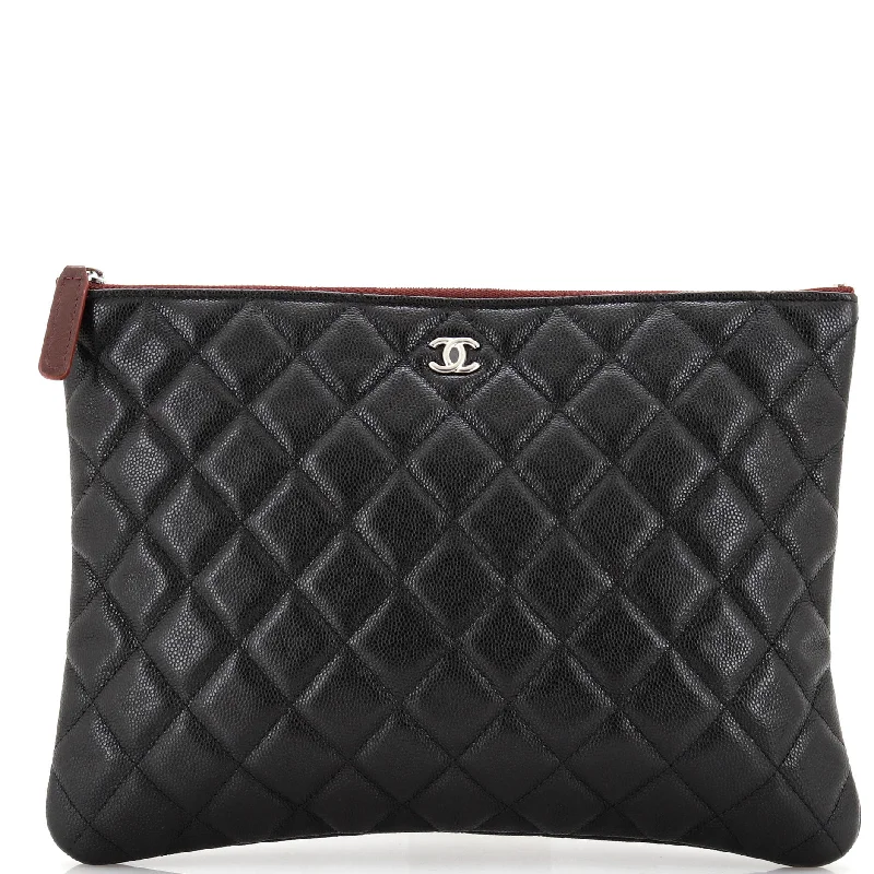 Women's Metallic Leather Clutch in Rose Gold for Valentine's DateO Case Clutch Quilted Caviar Medium