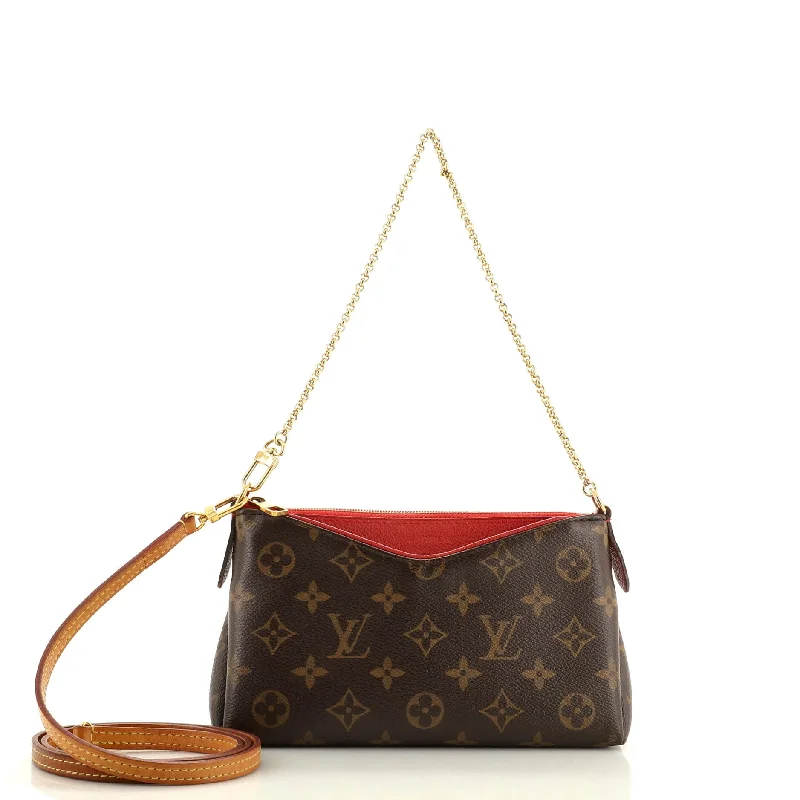 Leather Clutch with Chain Strap in Black for Cocktail PartiesPallas Clutch Monogram Canvas