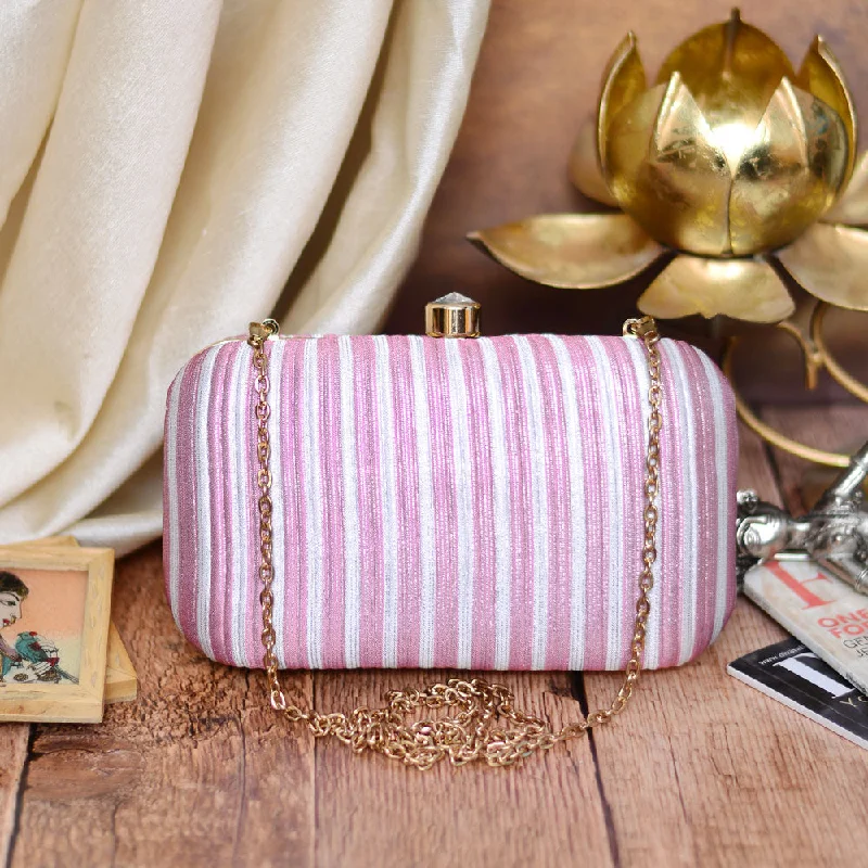 Geometric - Patterned PVC Evening Bag in Multicolor for Trendy Nights OutPink Strip Pattern Clutch