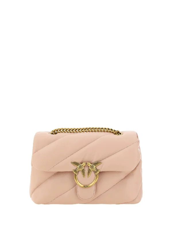 Shoulder Bag with Chain Strap in Silver for a Trendy AppearancePINKO Elegant Light Pink Quilted Shoulder Bag