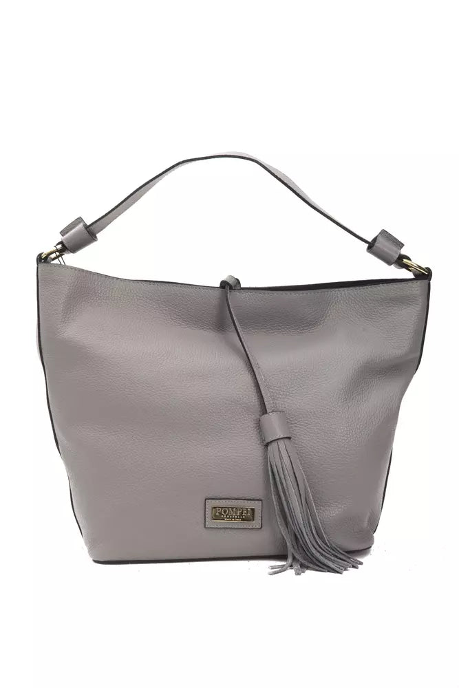 Shoulder Bag with Chain Strap in Silver for a Trendy AppearancePompei Donatella Gray Leather Women Shoulder Bag