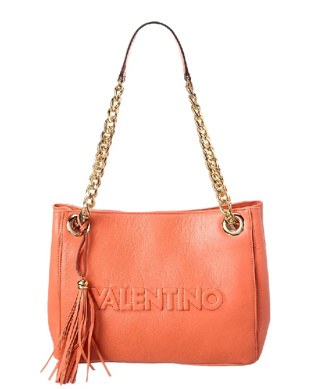 Shoulder Bag with Chain Strap in Silver for a Trendy AppearanceValentino by Mario Valentino Luisa Embossed Leather Shoulder Bag