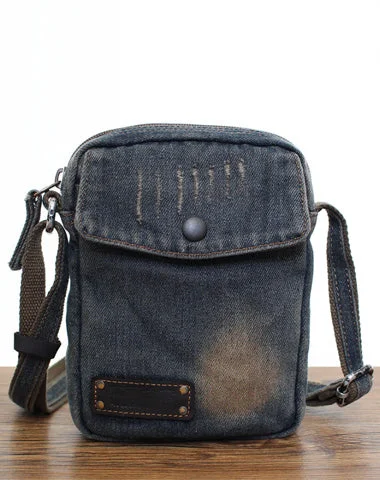 Women's Crossbody Bag with Chain Strap in Gold for a Glamorous TouchVintage Mens Blue Denim Mini Phone Shoulder Bags Denim Phone Crossbody Bag for Women