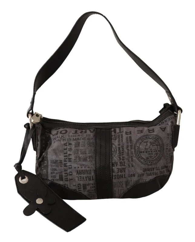 Crossbody Shoulder Bag in Black Leather with Gold Hardware for Night OutsWAYFARER Chic Gray Fabric Shoulder Handbag